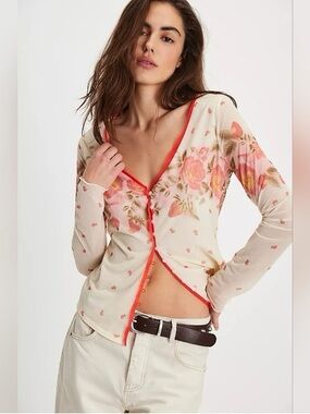 Free People Home Grown Mesh Cardigan